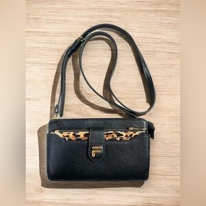 Fila Faux Black Leather Leopard Print Crossbody Bag Rare From Japan Sporty